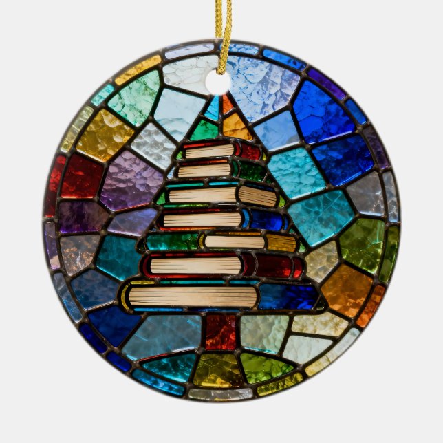 Ornamento De Cerâmica Árvore de Natal do Livro (Frente)