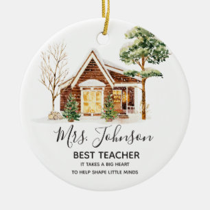 Ornamento De Cerâmica Árvore de Natal do Melhor Professor de inverno