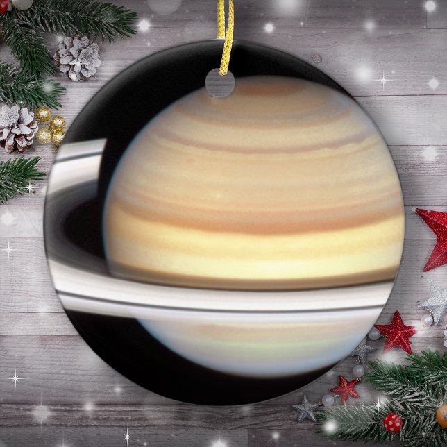 Ornamento De Cerâmica Árvore de Natal do Planeta Saturno (Criador carregado)
