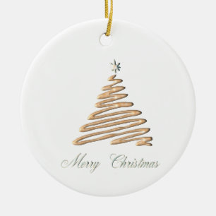 Ornamento De Cerâmica Árvore de Natal Dourada