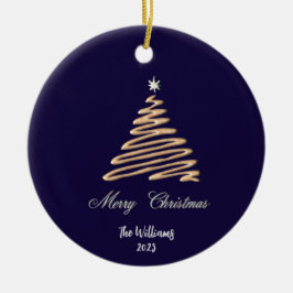Ornamento De Cerâmica Árvore de Natal Dourada personalizada