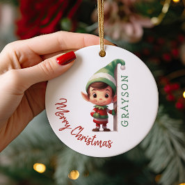 Ornamento De Cerâmica Árvore de Natal Elfo Personalizada para Crianças