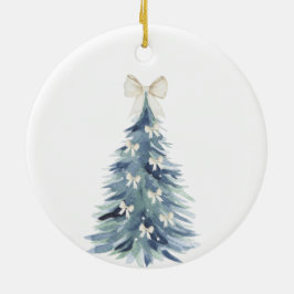 Ornamento De Cerâmica Arvore de Natal em Aquarela Nossa primeira Natal
