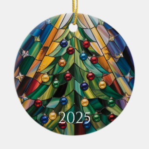 Ornamento De Cerâmica Árvore de Natal em Vidro Colorido Estilo Tiffany