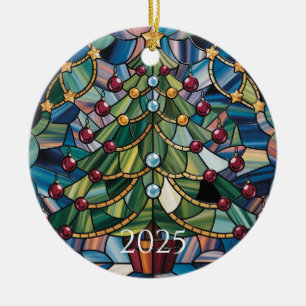 Ornamento De Cerâmica Árvore de Natal em Vidro Colorido Estilo Tiffany A