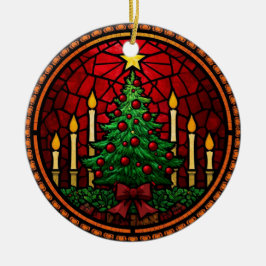 Ornamento De Cerâmica Árvore de Natal em Vidro Leitoso & Velas