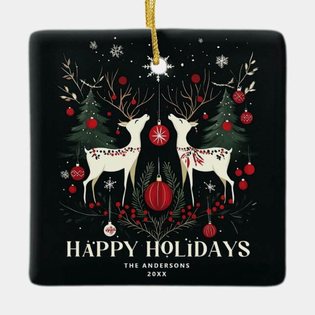 Ornamento De Cerâmica Árvore de Natal Escandinava Quente (Frente)