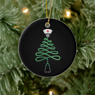 Ornamento De Cerâmica Árvore de Natal Estetoscópio Enfermeira Roupa de T