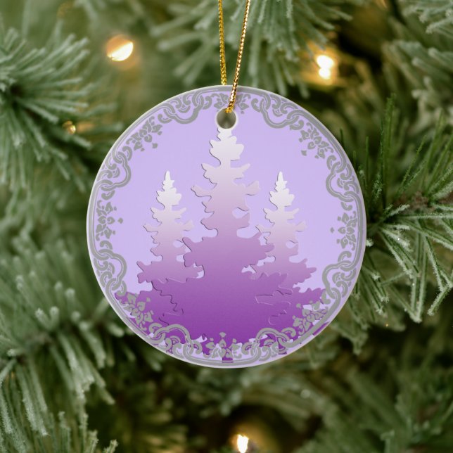 Ornamento De Cerâmica Árvore de Natal Evergreen, Violeta Vermelha (Árvore)