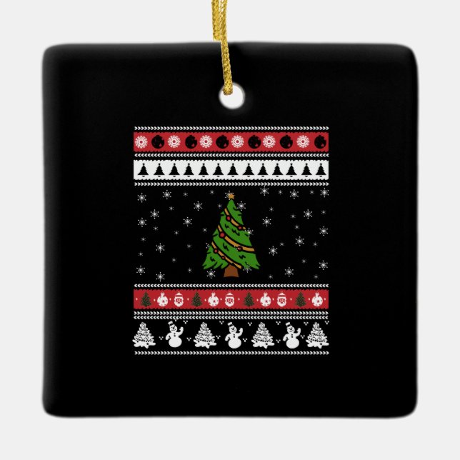 Ornamento De Cerâmica Árvore de Natal Fingado no Natal (Frente)