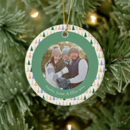 Ornamento De Cerâmica Árvore de Natal Fofo Vermelho Verde Foto Personali