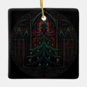 Ornamento De Cerâmica Árvore de Natal Gótica com Caveiras