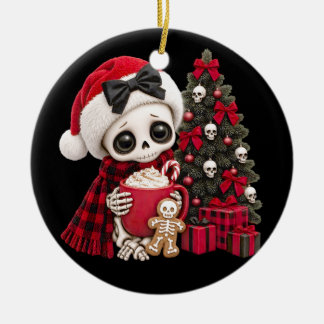 Ornamento De Cerâmica Árvore de Natal Gótica de Natal Esqueleto Fofo