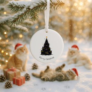 Ornamento De Cerâmica Árvore de Natal Meowy do Gato Preto Divertido