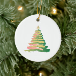 Ornamento De Cerâmica Árvore de Natal Minimalista com Pinceladas