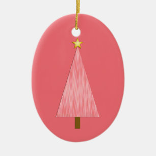 Ornamento De Cerâmica Árvore de Natal moderna com gradiente rosa coral
