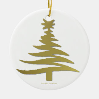 Ornamento De Cerâmica Árvore de Natal Moderna Estêncil Impressão Dourada