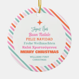 Ornamento De Cerâmica Árvore de Natal Multilíngue Família