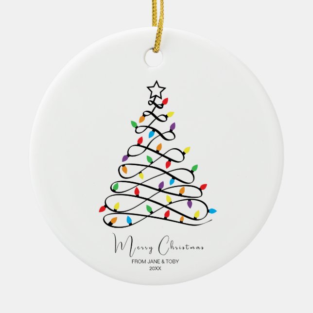Ornamento De Cerâmica Árvore de Natal Personalizada (Frente)