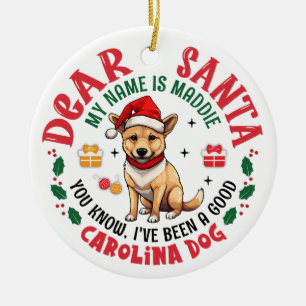 Ornamento De Cerâmica Árvore de Natal Personalizada Carolina Dog