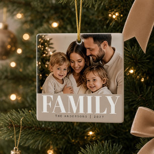 Ornamento De Cerâmica Árvore de Natal Personalizada com Foto da Família