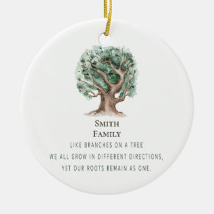 Ornamento De Cerâmica Árvore de Natal Personalizada da Família Monograma