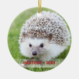 Ornamento De Cerâmica Árvore de Natal Personalizada de Foto Pet Hedgehog