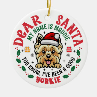Ornamento De Cerâmica Árvore de Natal Personalizada de Yorkshire Terrier