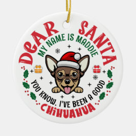 Ornamento De Cerâmica Árvore de Natal Personalizada do Cão Chihuahua
