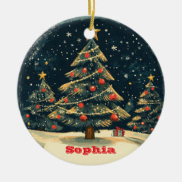 Ornamento De Cerâmica Árvore de Natal Personalizada Nostalgia Vintage