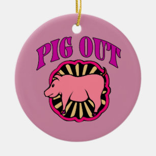 Ornamento De Cerâmica Árvore de Natal Pig Out