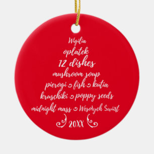 Ornamento De Cerâmica Árvore de Natal polonesa Wigilia Red White