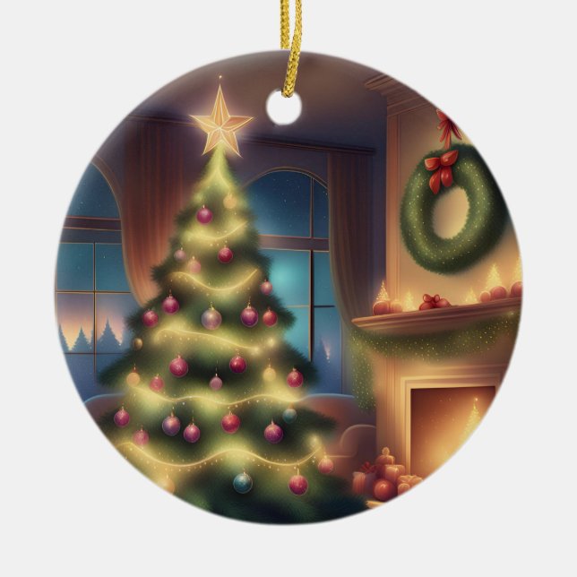 Ornamento De Cerâmica Árvore de Natal quente (Frente)