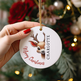 Ornamento De Cerâmica Árvore de Natal Rena Personalizada para Crianças