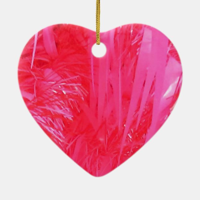 Ornamento De Cerâmica Árvore de Natal Rosa Brilhante (Verso)