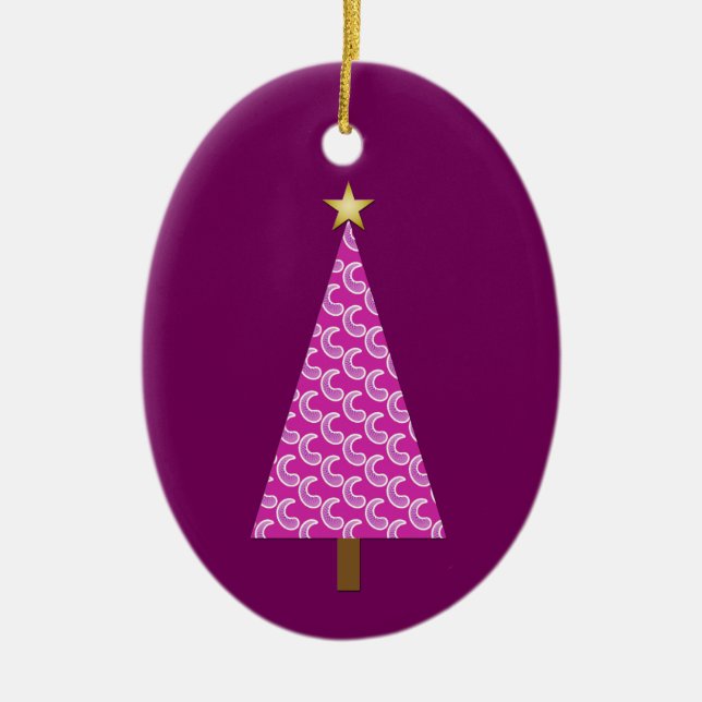 Ornamento De Cerâmica Árvore de natal roxa (Frente)