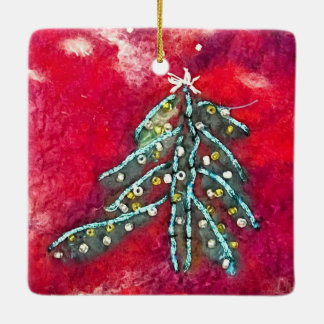 Ornamento De Cerâmica Árvore de Natal Snowy