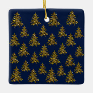 Ornamento De Cerâmica Árvore de Natal Sparkly do ouro