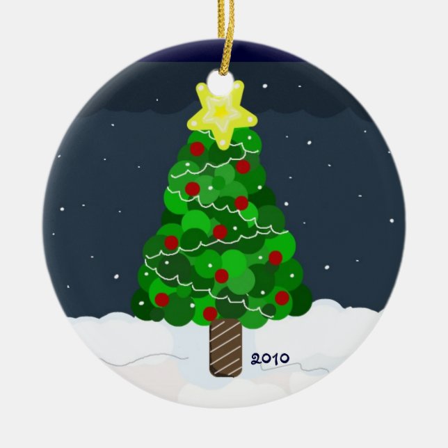 Ornamento De Cerâmica Árvore de Natal Verde (Frente)