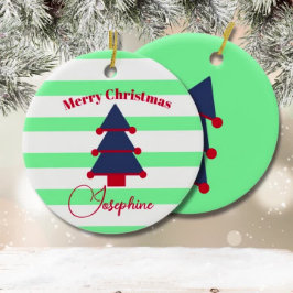 Ornamento De Cerâmica Árvore de Natal Vermelho Azul Moderno