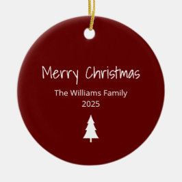 Ornamento De Cerâmica Árvore de Natal Vermelho Simples da Família Modern