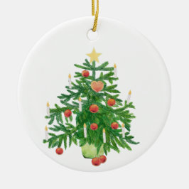 Ornamento De Cerâmica Árvore de Natal Vintage com um Biscoito de Estrela