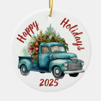 Ornamento De Cerâmica Árvore de Natal Vintage Trazendo para Casa, Vintag