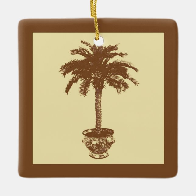 Ornamento De Cerâmica Árvore de Palma Potente - castanho escuro e bronze (Frente)