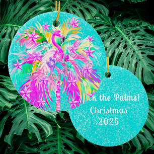Ornamento De Cerâmica Árvore de Palme Tropical Personalizada Flamngo Nat