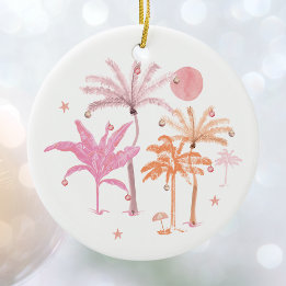 Ornamento De Cerâmica Árvore de Palmeira Tropical de Natal Personalizada