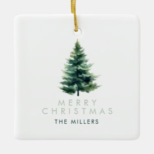 Ornamento De Cerâmica Árvore de Pinheiro Minimalista Verde Natal Feriado