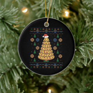 Ornamento De Cerâmica Árvore de Pizza de Natal Chapéu do Papai Noel Suét