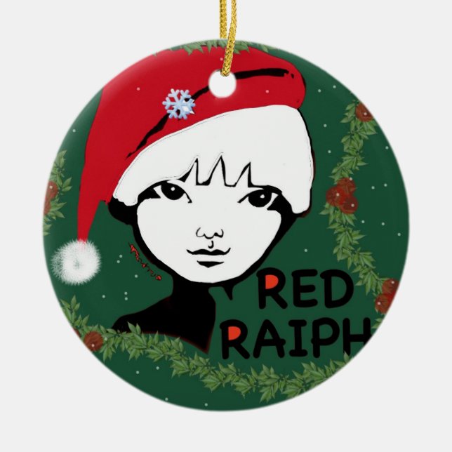 Ornamento De Cerâmica Árvore de Raiph que hing (Frente)