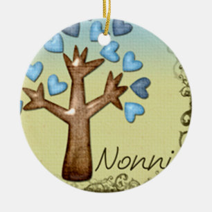 Ornamento De Cerâmica árvore do coração nonni azul bege